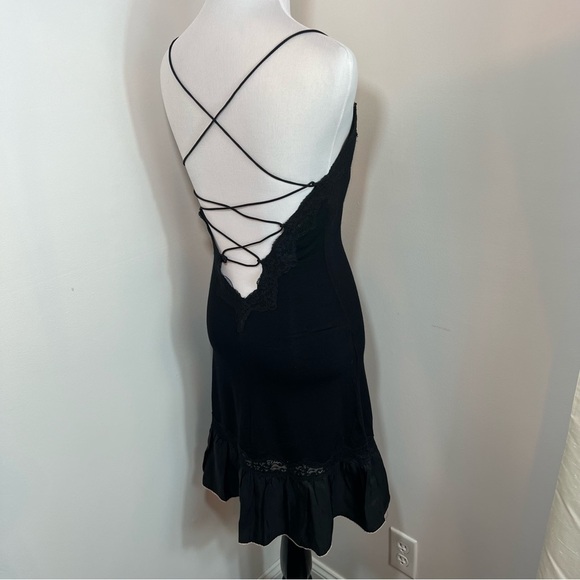 Y2K GUESS 2010 Corset Tie Lace Handkerchief Hem Dress Black Adjustable Straps XS - Picture 4 of 12
